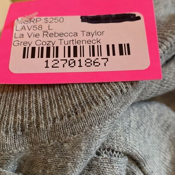 Rebecca Taylor La Vie Grey Cozy Turtleneck NWT Size Large - Picture 4 of 5